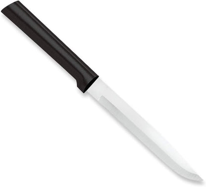 Utility Steak Knife (R104), Silver Handle | 4.88" Stainless Steel Serrated Blade, Silver Cast Aluminum Handle