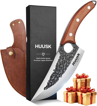 Huusk Viking Knife Cleaver- Hand Forged Full Tang Boning Knives
