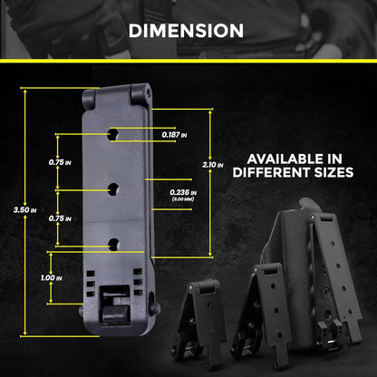 Molle Attachment – Quick Locking Belt Clip with Mounting Hardware for Holsters, Mag Pouches, Knife Sheaths, Vests – Available in Size (1", 2", 3", 5") & Pack (2 & 4) – USA Made