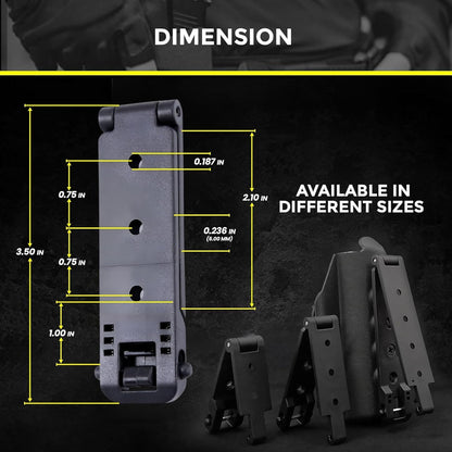 Molle Attachment – Quick Locking Belt Clip with Mounting Hardware for Holsters, Mag Pouches, Knife Sheaths, Vests – Available in Size (1", 2", 3", 5") & Pack (2 & 4) – USA Made