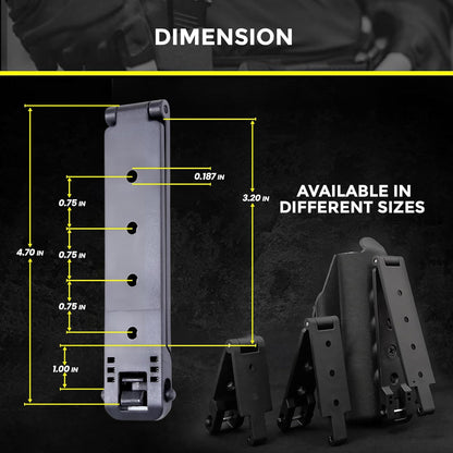 Molle Attachment – Quick Locking Belt Clip with Mounting Hardware for Holsters, Mag Pouches, Knife Sheaths, Vests – Available in Size (1", 2", 3", 5") & Pack (2 & 4) – USA Made