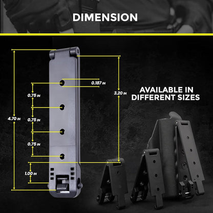 Molle Attachment – Quick Locking Belt Clip with Mounting Hardware for Holsters, Mag Pouches, Knife Sheaths, Vests – Available in Size (1", 2", 3", 5") & Pack (2 & 4) – USA Made
