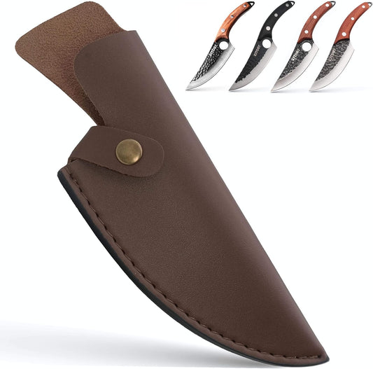 Leather Knife Sheath 6 inch Boning Knife Practical Soft Leather Sheath with Belt Loop Good for Protect Fixed Blade & Carry Out, 2025 Gifts For Women and Men