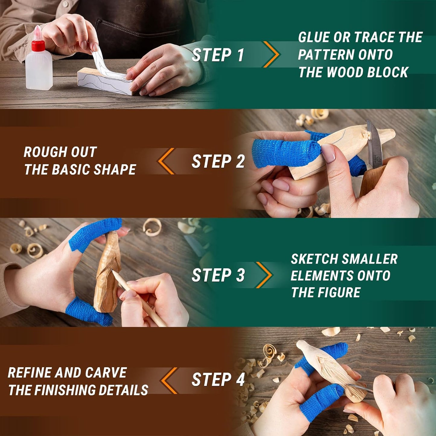 Whittling Kit for Beginners, Wood Carving Kit for Beginners - Wood Carving Tools Woodworking Kit for Adults and Teens - Whittling Knife Kit with Wood Blocks - Wood Carving Set DIY03 Wizard