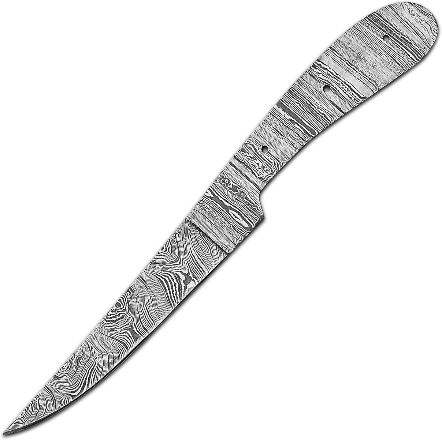 Damascus Steel Fillet Knife Kit, 10 Inches Overall, Fixed Blade, DIY Knifemaking Supplies. Kitchen knife, Fish Fillet Blank Blade, large, AMJ-Fillet-01