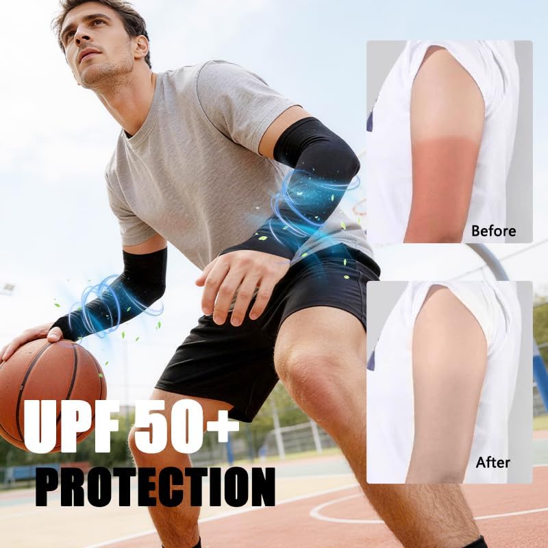 Arm Sleeves UV Sun Protection Cooling Sports Compression Sleeves for Men & Women 4 Pairs