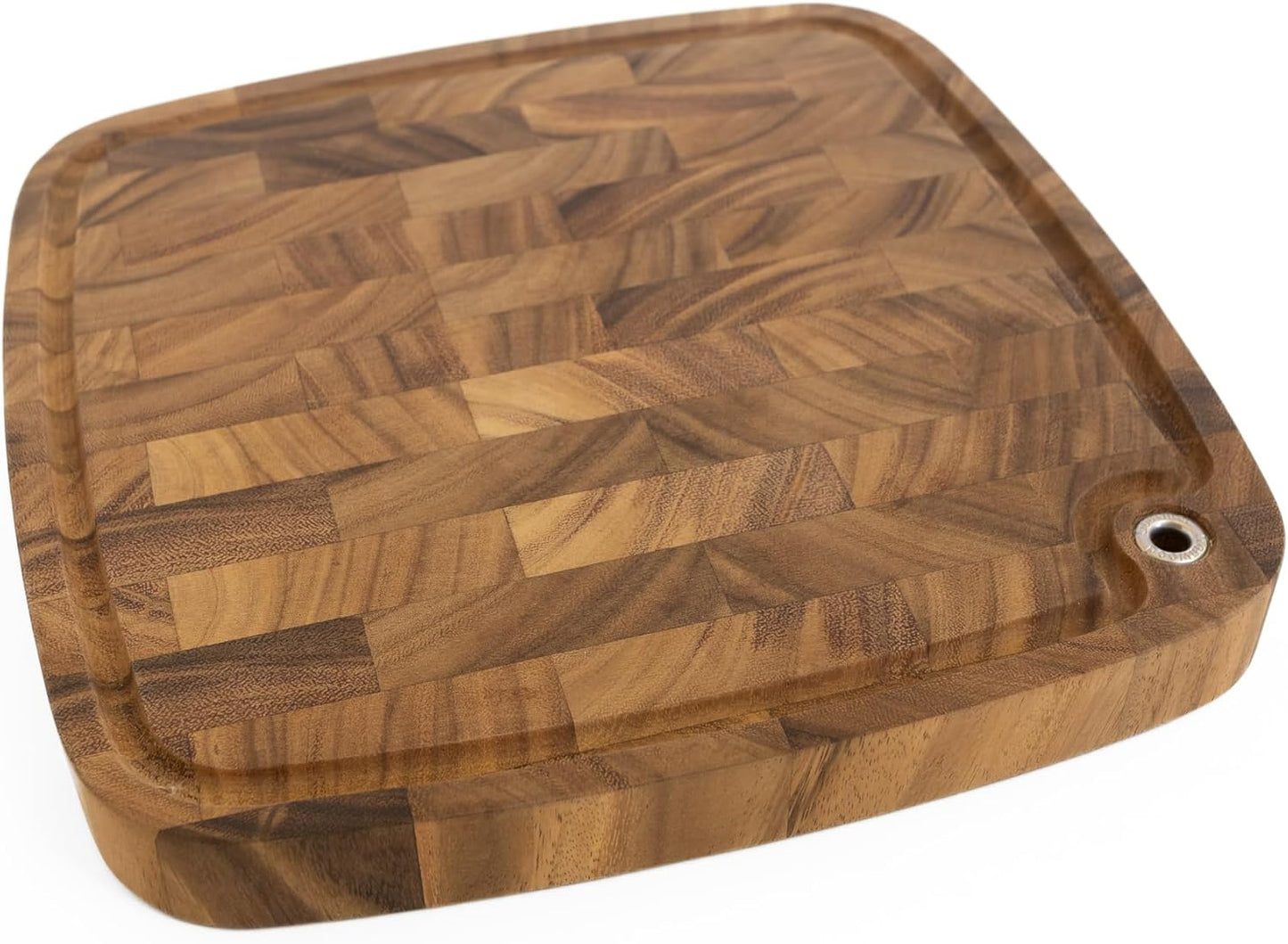 Gourmet Hudson Carving Board, 15" x 20" Acacia Wood Cutting Board with Grip Pad and Juice Well