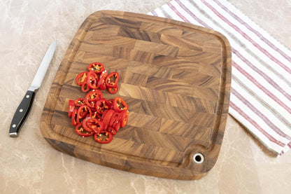 Gourmet Hudson Carving Board, 15" x 20" Acacia Wood Cutting Board with Grip Pad and Juice Well