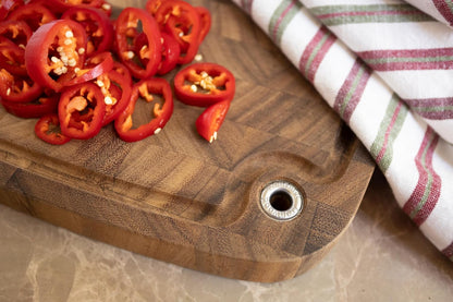 Gourmet Hudson Carving Board, 15" x 20" Acacia Wood Cutting Board with Grip Pad and Juice Well