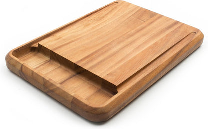 Gourmet Hudson Carving Board, 15" x 20" Acacia Wood Cutting Board with Grip Pad and Juice Well