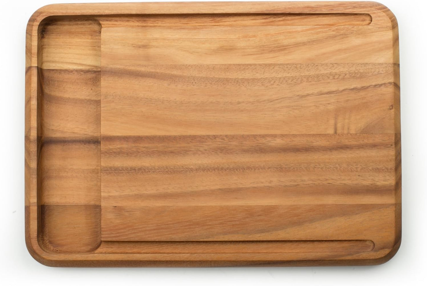 Gourmet Hudson Carving Board, 15" x 20" Acacia Wood Cutting Board with Grip Pad and Juice Well