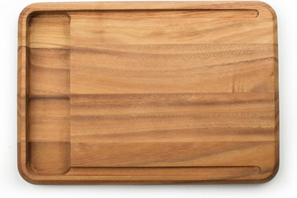 Gourmet Hudson Carving Board, 15" x 20" Acacia Wood Cutting Board with Grip Pad and Juice Well