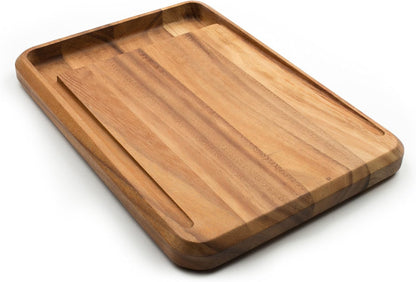 Gourmet Hudson Carving Board, 15" x 20" Acacia Wood Cutting Board with Grip Pad and Juice Well