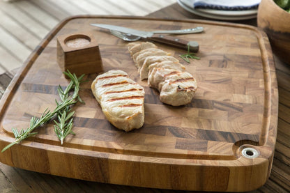 Gourmet Hudson Carving Board, 15" x 20" Acacia Wood Cutting Board with Grip Pad and Juice Well