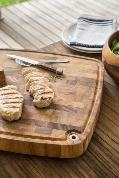 Gourmet Hudson Carving Board, 15" x 20" Acacia Wood Cutting Board with Grip Pad and Juice Well