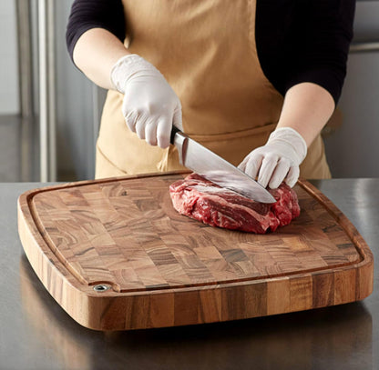 Gourmet Hudson Carving Board, 15" x 20" Acacia Wood Cutting Board with Grip Pad and Juice Well