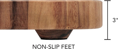Gourmet Hudson Carving Board, 15" x 20" Acacia Wood Cutting Board with Grip Pad and Juice Well