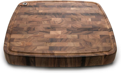 Gourmet Hudson Carving Board, 15" x 20" Acacia Wood Cutting Board with Grip Pad and Juice Well