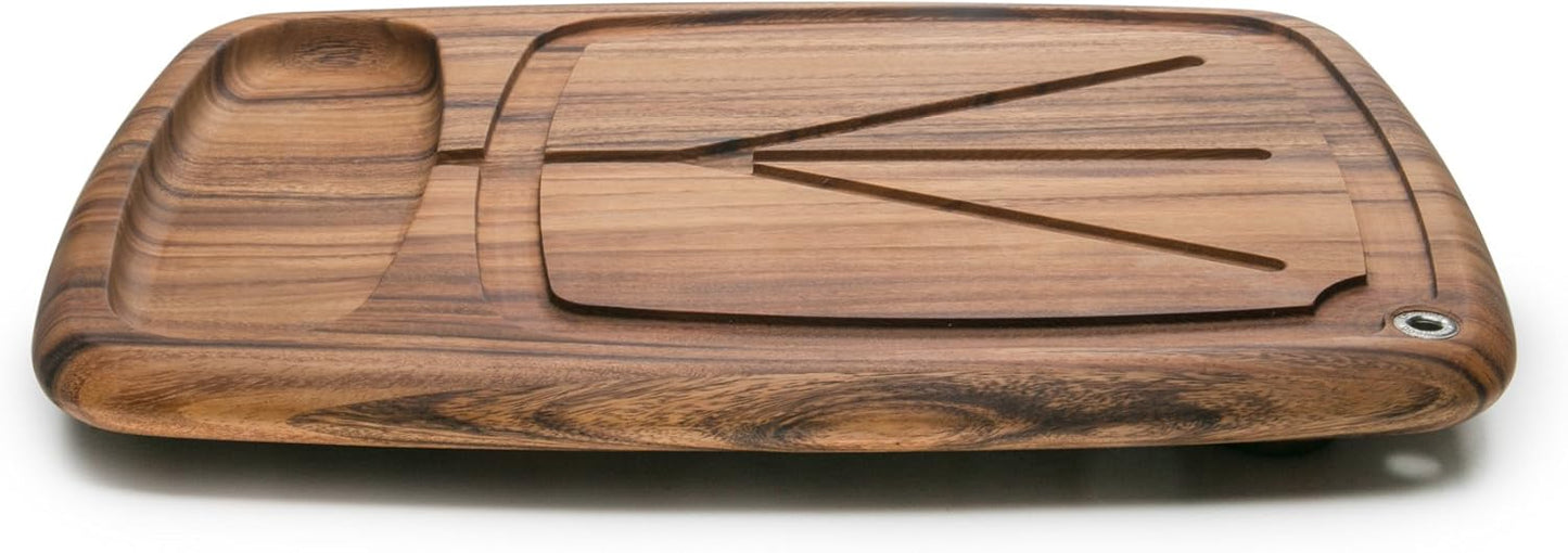 Gourmet Hudson Carving Board, 15" x 20" Acacia Wood Cutting Board with Grip Pad and Juice Well