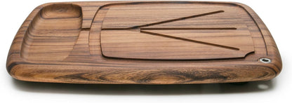 Gourmet Hudson Carving Board, 15" x 20" Acacia Wood Cutting Board with Grip Pad and Juice Well