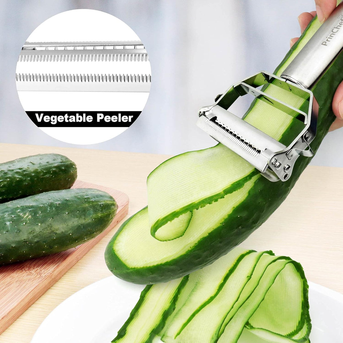 Vegetable Peeler, 3 in 1 Versatile Y Potato Peeler for Kitchen| Ultra Sharp Julienne Peeler with Anti-Slip Handle | Stainless Steel No-Rust Veggie Peeler, Heavy Duty