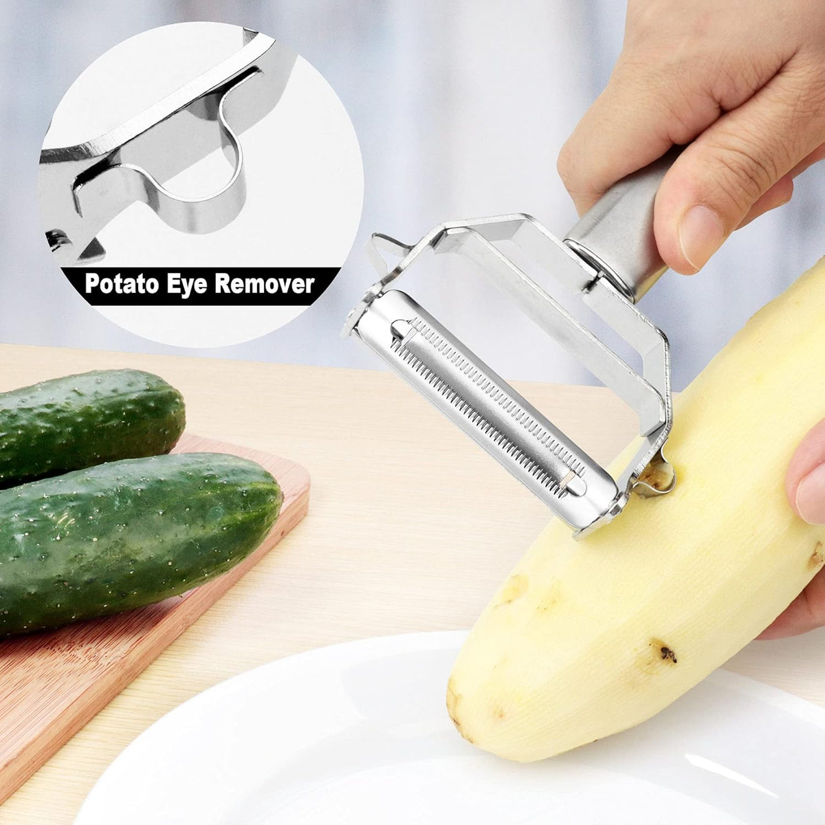 Vegetable Peeler, 3 in 1 Versatile Y Potato Peeler for Kitchen| Ultra Sharp Julienne Peeler with Anti-Slip Handle | Stainless Steel No-Rust Veggie Peeler, Heavy Duty