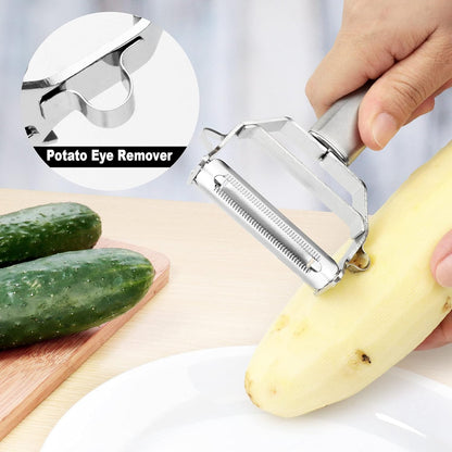 Vegetable Peeler, 3 in 1 Versatile Y Potato Peeler for Kitchen| Ultra Sharp Julienne Peeler with Anti-Slip Handle | Stainless Steel No-Rust Veggie Peeler, Heavy Duty