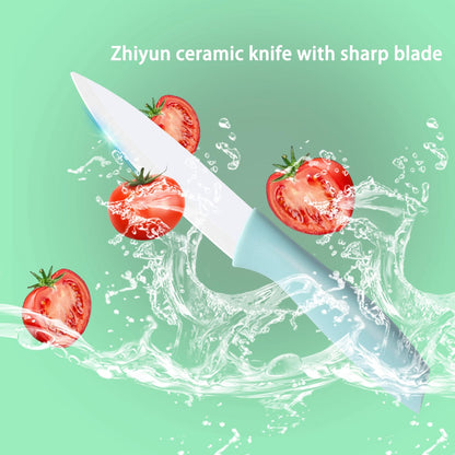 3 PCS Colorful Knivies Set, 4 Inch Ceramic knife 3 PCS Knives with Zirconia Blade and Sheath Covers,use for meat fruit vegetable and bread (green blue and pink)