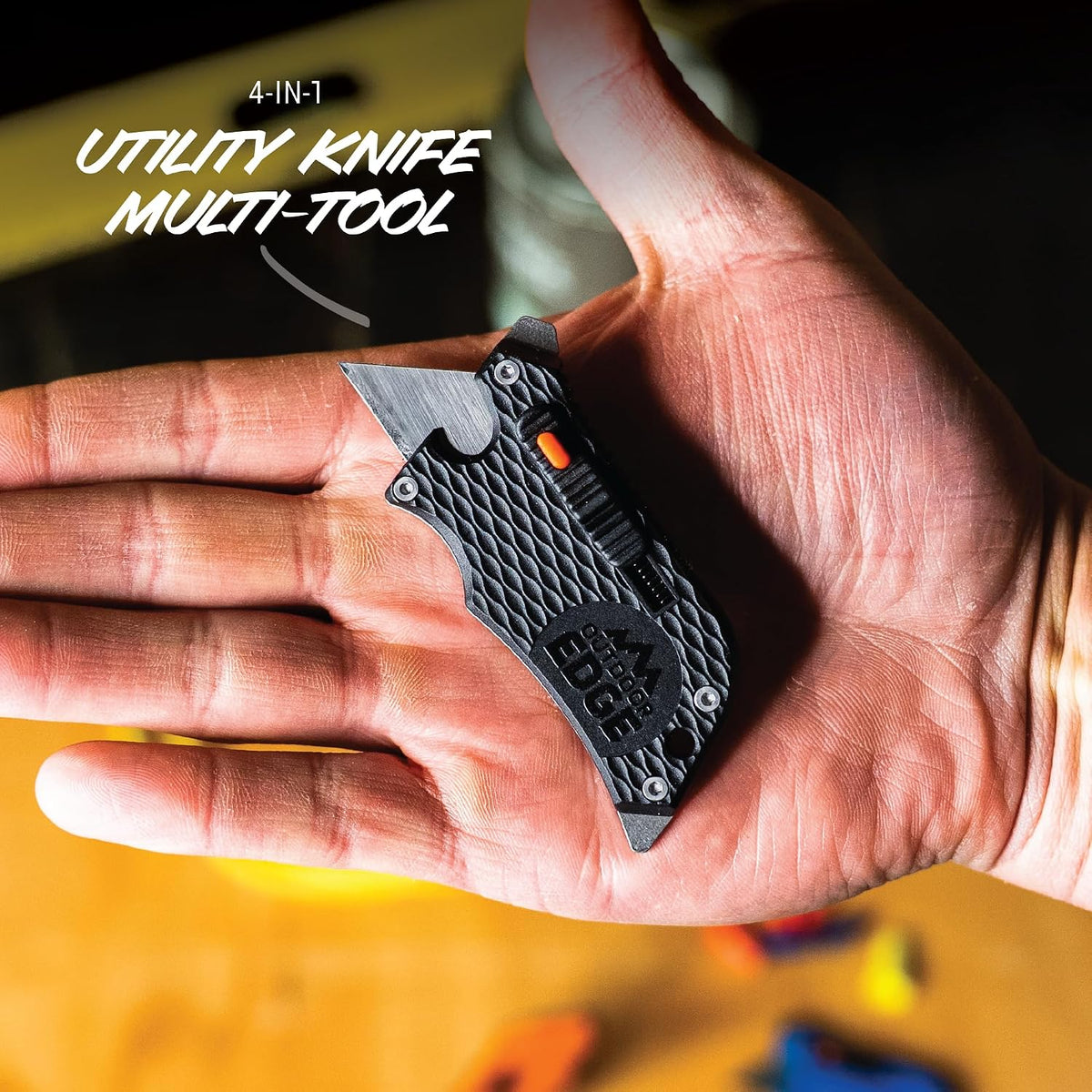 SlideWinder - Utility Knife Multitool with Standard Replaceable Razor Blade, Screwdrivers, Prybar, Bottle Opener and Pocket Clip with Locking Auto-Retracting Blade