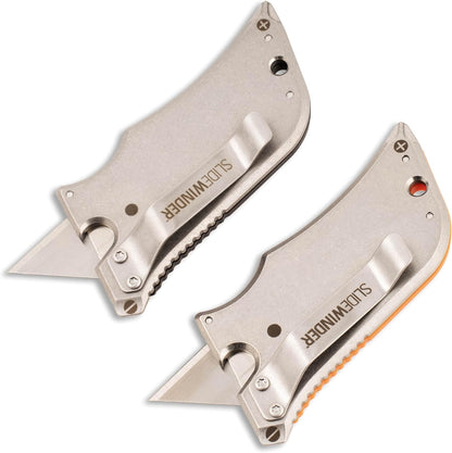SlideWinder - Utility Knife Multitool with Standard Replaceable Razor Blade, Screwdrivers, Prybar, Bottle Opener and Pocket Clip with Locking Auto-Retracting Blade