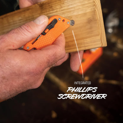 SlideWinder - Utility Knife Multitool with Standard Replaceable Razor Blade, Screwdrivers, Prybar, Bottle Opener and Pocket Clip with Locking Auto-Retracting Blade