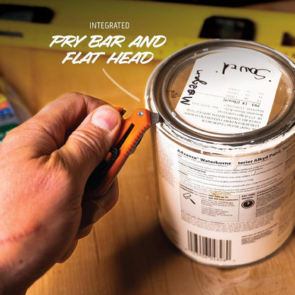 SlideWinder - Utility Knife Multitool with Standard Replaceable Razor Blade, Screwdrivers, Prybar, Bottle Opener and Pocket Clip with Locking Auto-Retracting Blade