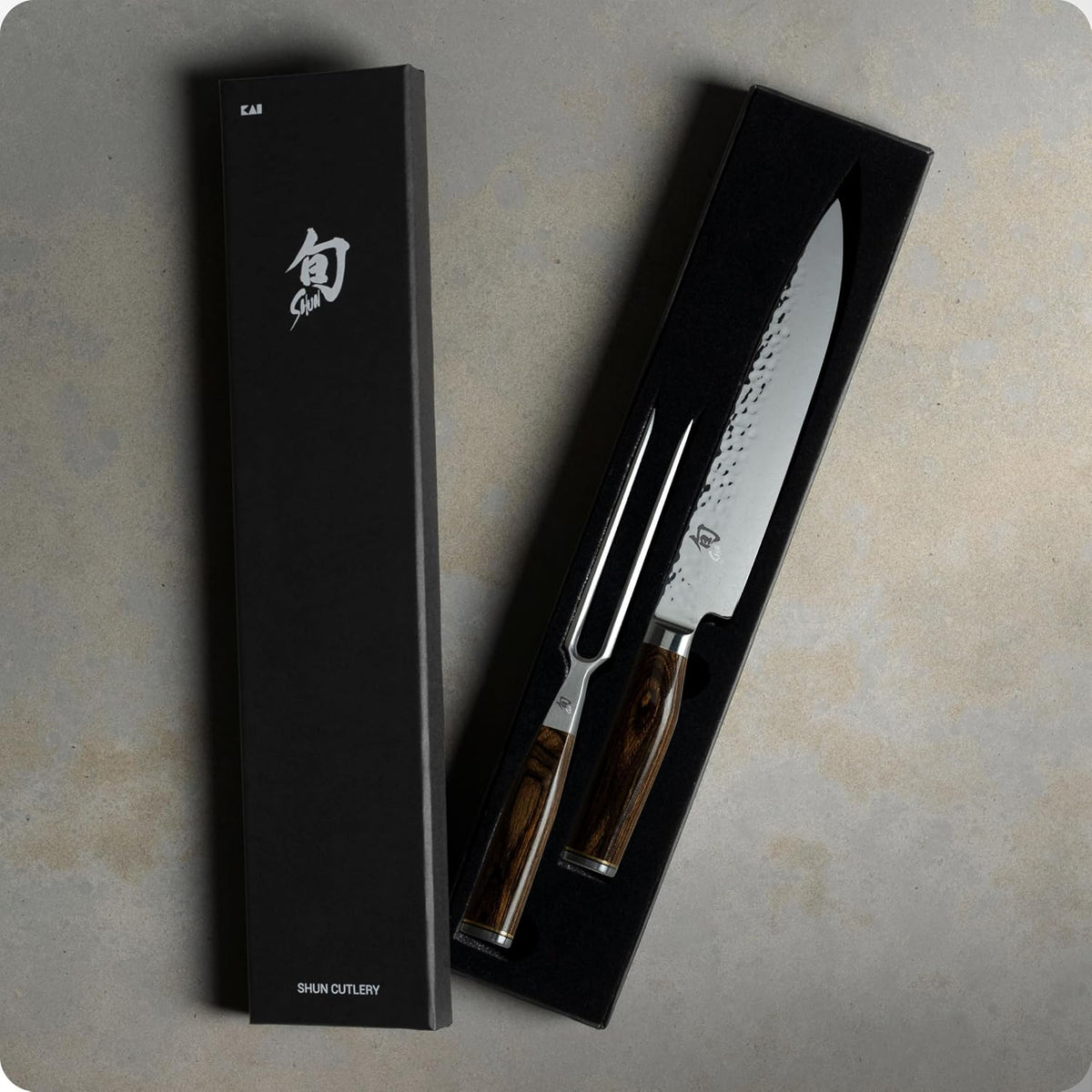 Premier 2 Piece Carving Set | Includes 9.5" Premier Slicing Knife and Carving Fork, VG-MAX Core, Damascus Stainless Steel Cladding, Pakkawood Handle