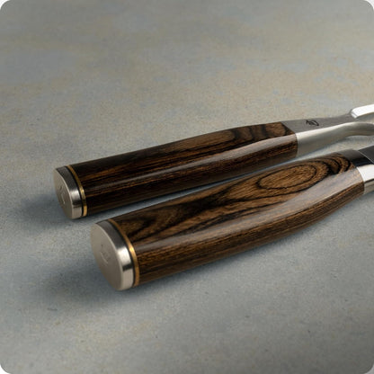 Premier 2 Piece Carving Set | Includes 9.5" Premier Slicing Knife and Carving Fork, VG-MAX Core, Damascus Stainless Steel Cladding, Pakkawood Handle