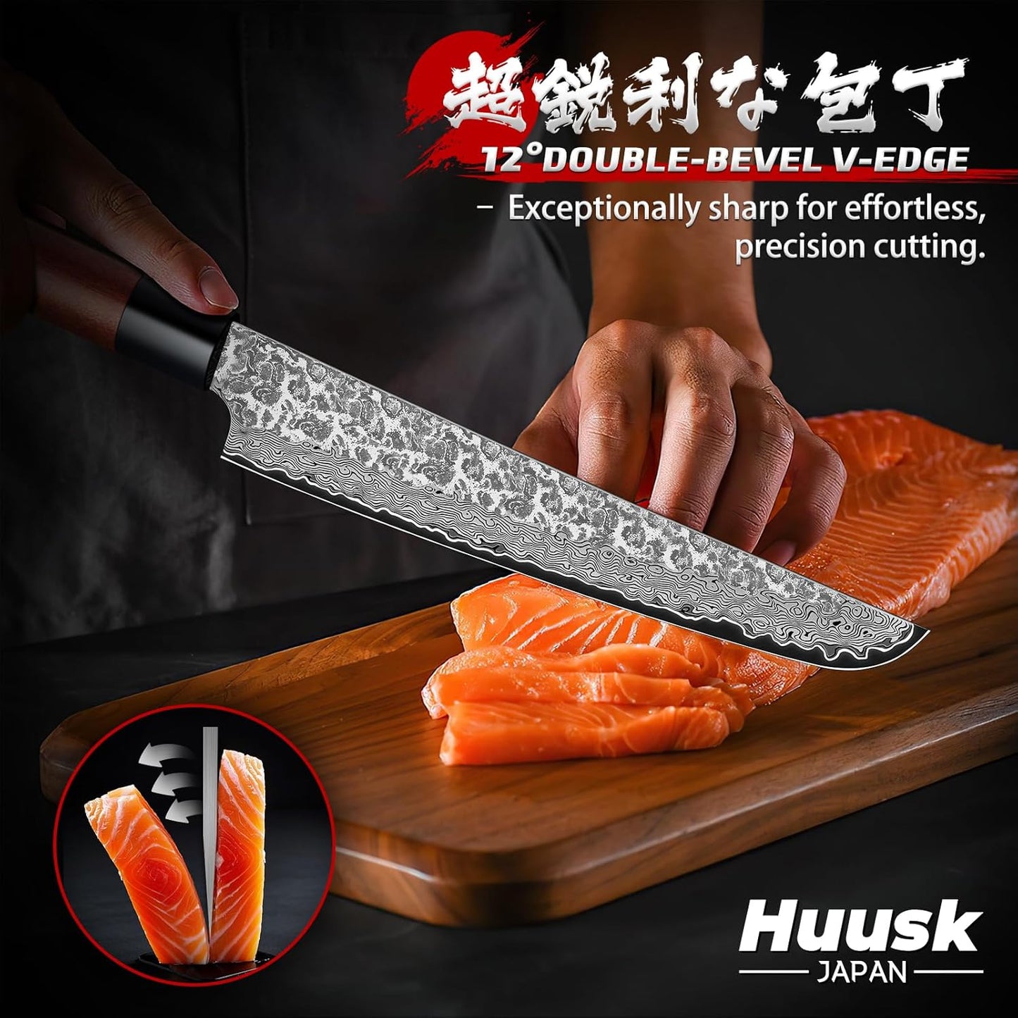 Huusk Japanese Nakiri Knife 7-Inch - Meat Cleaver Vegetable Chopping Knife | Hand Forged VG10 Damascus, Chef Knives with Rosewood Handle, Japanese Kitchen Knives for Cooking, Gifts for Men
