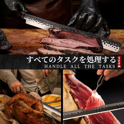 Huusk Japanese Nakiri Knife 7-Inch - Meat Cleaver Vegetable Chopping Knife | Hand Forged VG10 Damascus, Chef Knives with Rosewood Handle, Japanese Kitchen Knives for Cooking, Gifts for Men