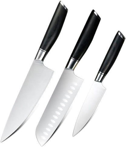 Classic Japanese Chef Knife Set in a Gift Box - Petty, Santoku & Chef