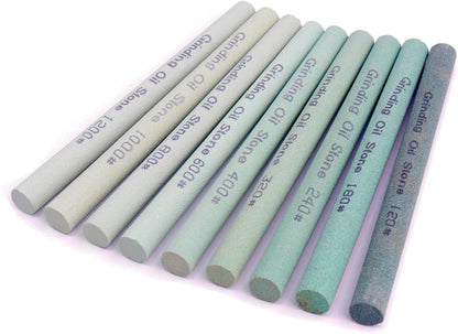 9pcs Round Green Carbon Sharpening Stone 120#-1200# Honing Sticks Set, Green Silicon Carbide Whetstone Kit for Moldel, Metal & Cutting Tools (Round 150mm*12mm)