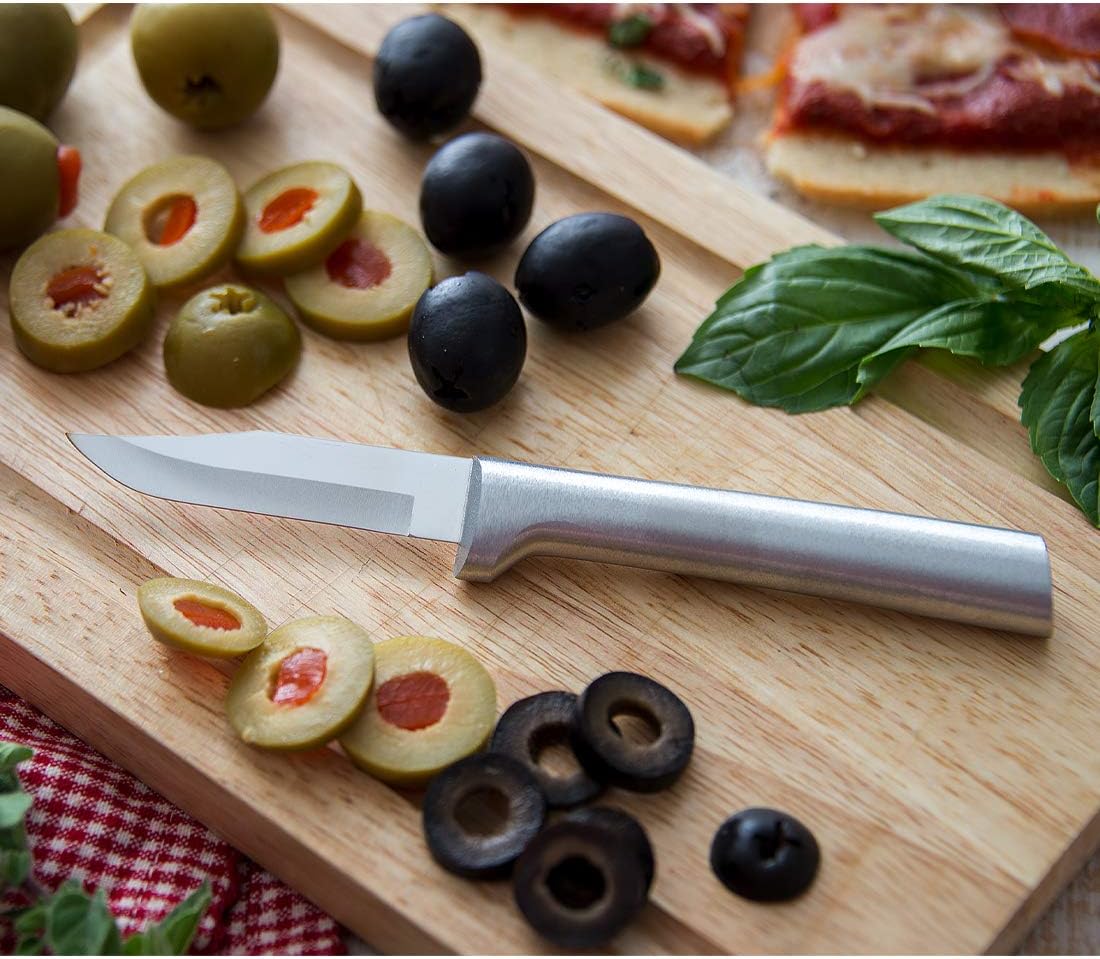 Peeling Paring Knife (R102), Silver Handle | 2.5" Stainless Steel Blade, Silver Cast Aluminum Handle
