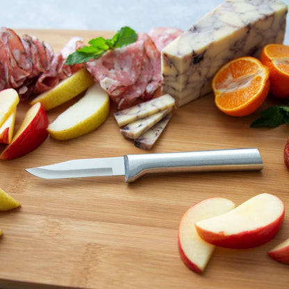 Peeling Paring Knife (R102), Silver Handle | 2.5" Stainless Steel Blade, Silver Cast Aluminum Handle