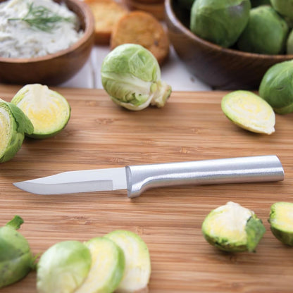 Peeling Paring Knife (R102), Silver Handle | 2.5" Stainless Steel Blade, Silver Cast Aluminum Handle