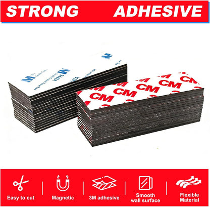 16 Feet Magnetic Strips with Adhesive Backing,Magnets Tape for Crafts,Flat Package (16 PCS 0.5X12") Strong Sticky Magnets