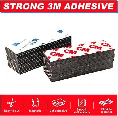 16 Feet Magnetic Strips with Adhesive Backing,Magnets Tape for Crafts,Flat Package (16 PCS 0.5X12") Strong Sticky Magnets