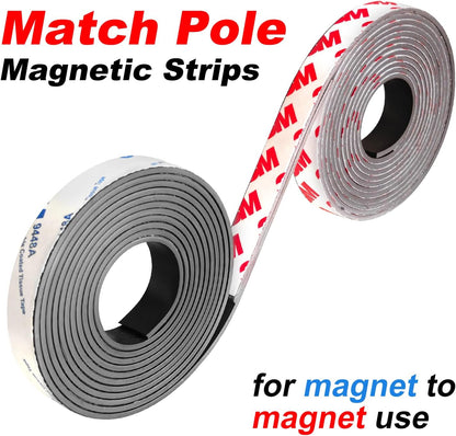 16 Feet Magnetic Strips with Adhesive Backing,Magnets Tape for Crafts,Flat Package (16 PCS 0.5X12") Strong Sticky Magnets