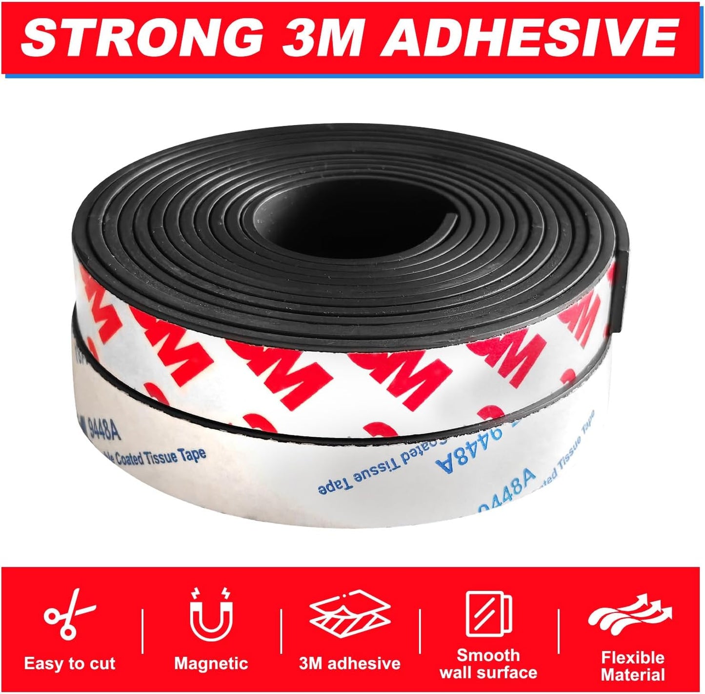 16 Feet Magnetic Strips with Adhesive Backing,Magnets Tape for Crafts,Flat Package (16 PCS 0.5X12") Strong Sticky Magnets