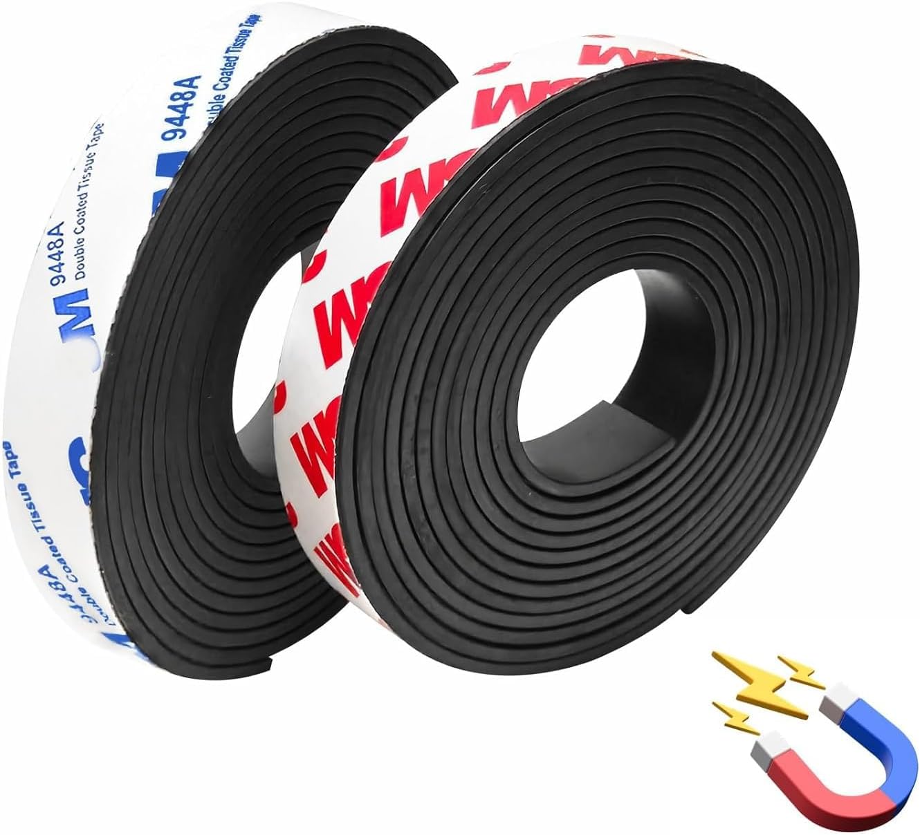 16 Feet Magnetic Strips with Adhesive Backing,Magnets Tape for Crafts,Flat Package (16 PCS 0.5X12") Strong Sticky Magnets