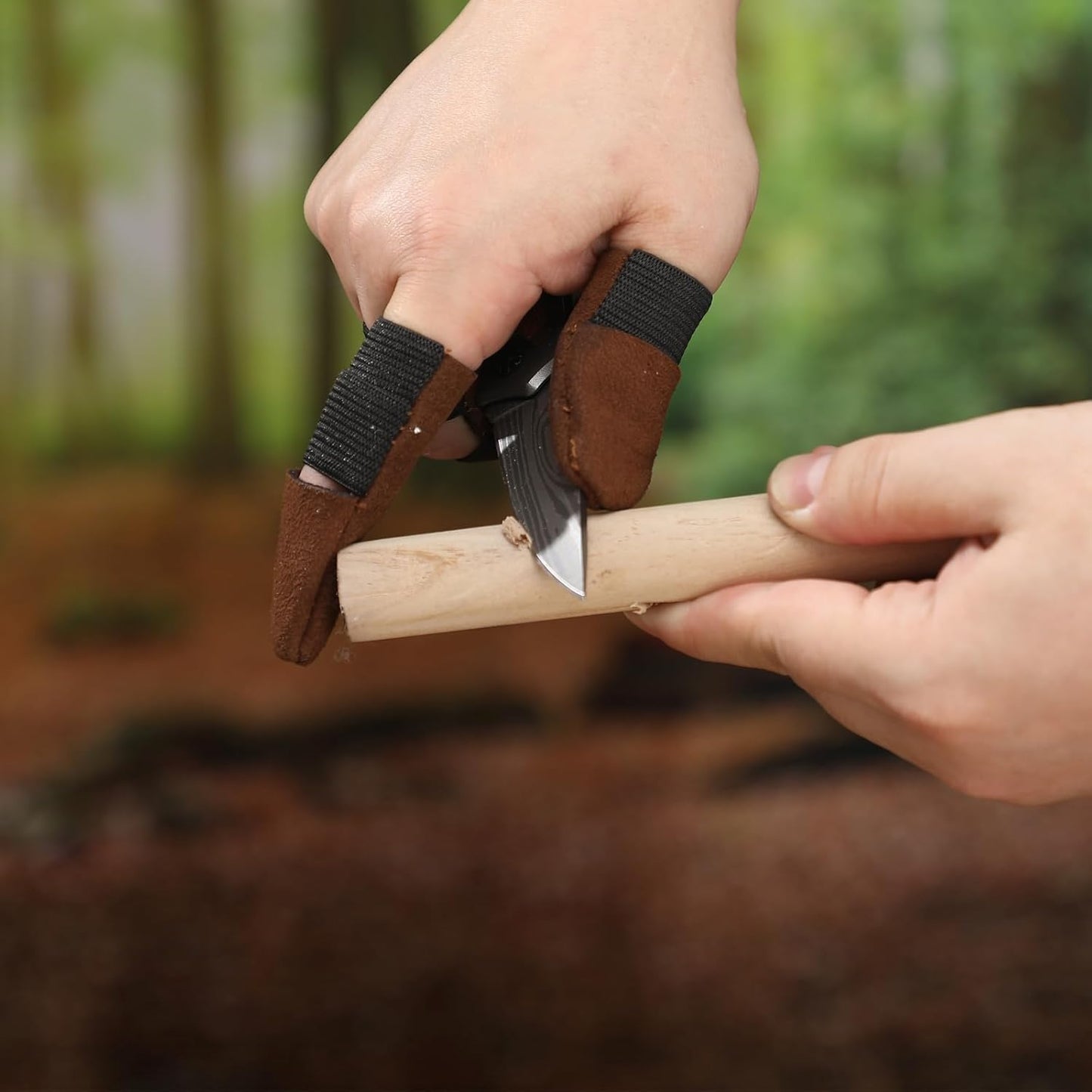 3 Pcs Thumb and Finger Guards for Wood Carving 3 Size Durable Leather Finger Protectors for Crafting Woodworking Kit, Comfortable Fit for All Hand Sizes