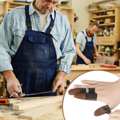 3 Pcs Thumb and Finger Guards for Wood Carving 3 Size Durable Leather Finger Protectors for Crafting Woodworking Kit, Comfortable Fit for All Hand Sizes