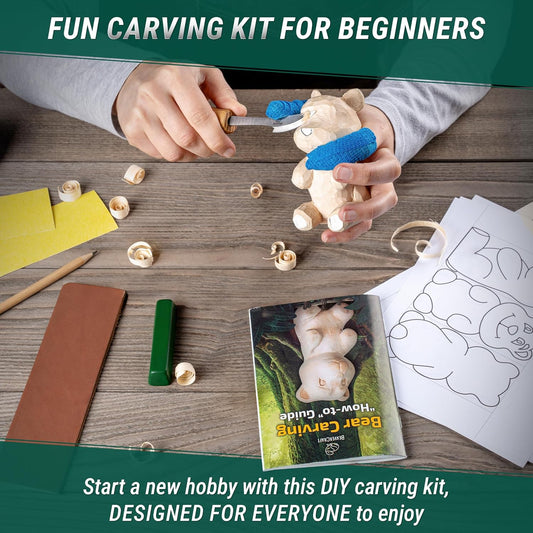 Wood Carving Kit for Beginners DIY 05 - Whittling Kit with Wood Carving Knife & Basswood Blocks - Hobby Craft for Adults and Teens - Whittling Tools Set for Carvers