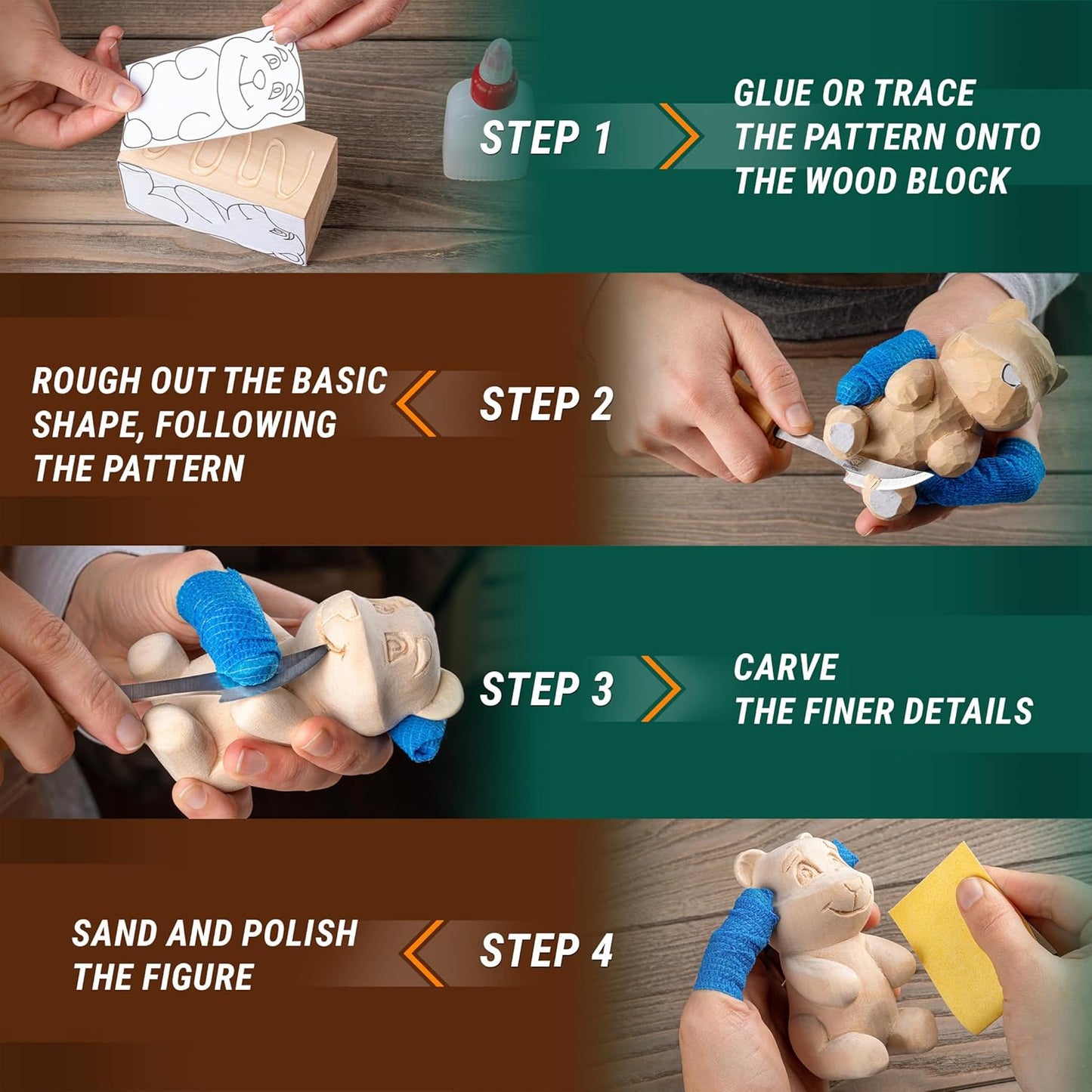 Wood Carving Kit for Beginners DIY 05 - Whittling Kit with Wood Carving Knife & Basswood Blocks - Hobby Craft for Adults and Teens - Whittling Tools Set for Carvers